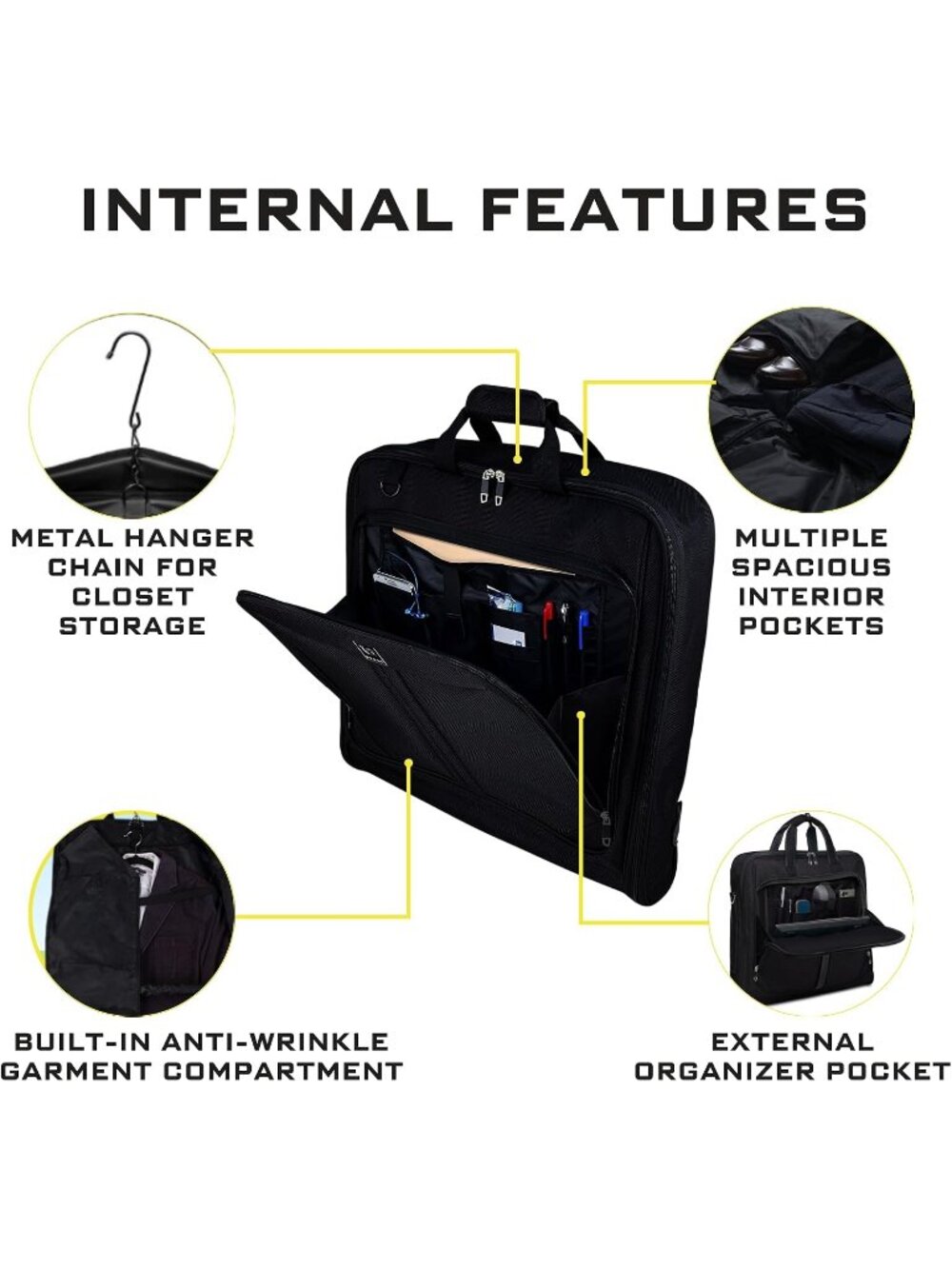 New Premium travel garment bag. Carry-on for Men & Women. Hangs 4 Items - Picture 6 of 6